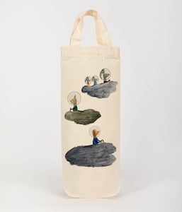 Space animals bottle bag - wine tote - gift bag