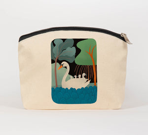 Swan with babies cosmetic bag