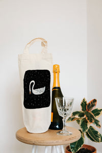 Swan bottle bag - wine tote - gift bag