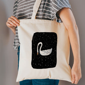 Swan reusable, cotton, tote bag