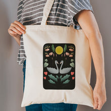 Load image into Gallery viewer, Swans reusable, cotton, tote bag
