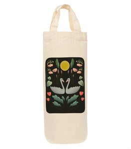 swans on lake bottle bag - wine tote - gift bag