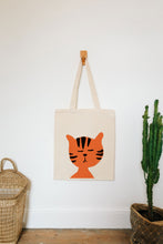 Load image into Gallery viewer, Tiger head reusable, cotton, tote bag
