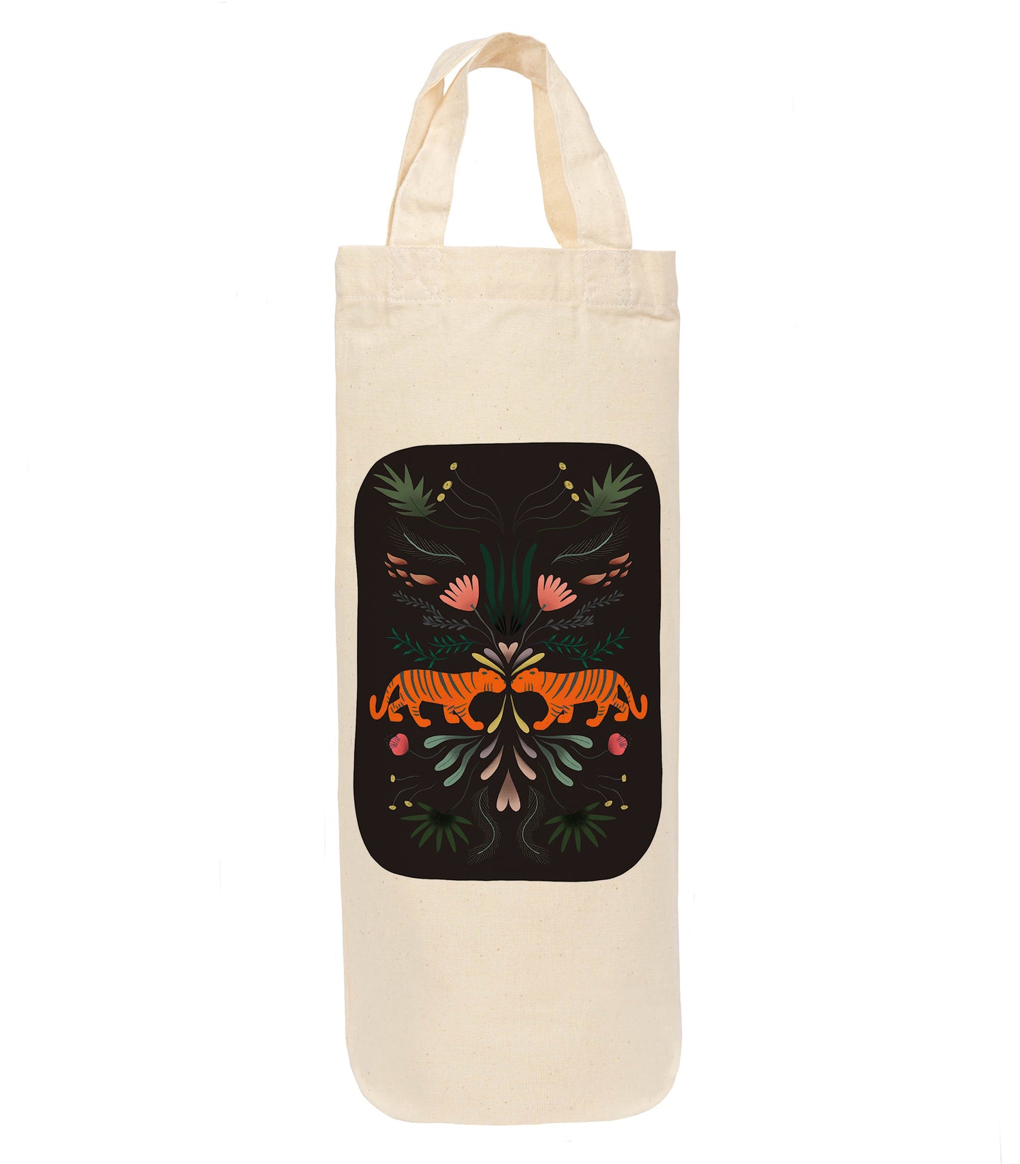 Tiger bottle bag - wine tote - gift bag