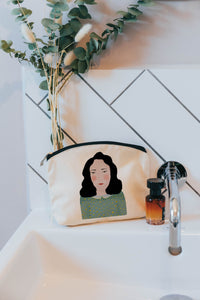 Portrait of lady cosmetic bag