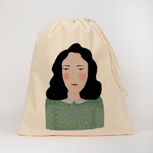 Vintage lady drawstring bag