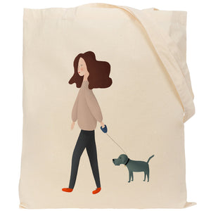 Dog walker reusable, cotton, tote bag