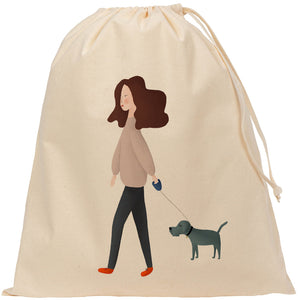 Dog walking drawstring bag