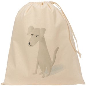 Kids white dog drawstring bag