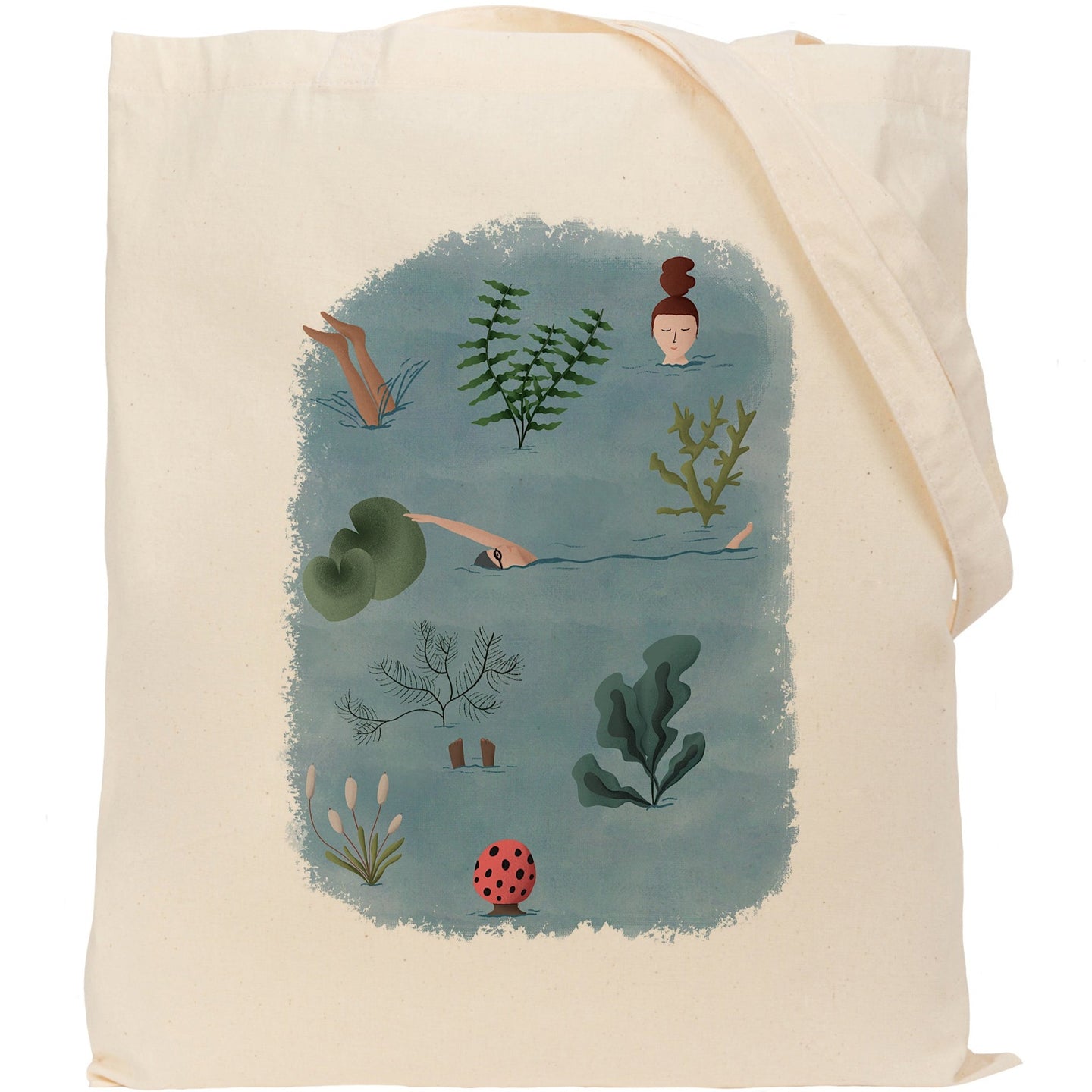 Wild swimming reusable, cotton, tote bag