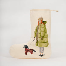 Load image into Gallery viewer, Winter dog walking Christmas stocking
