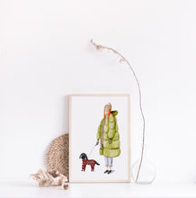 Load image into Gallery viewer, Dog walking art print
