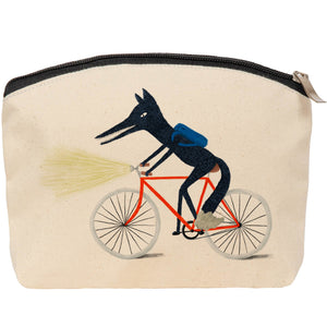 Wolf on bike cosmetic bag