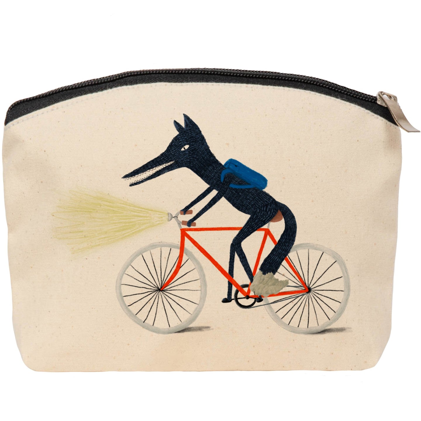 Wolf on bike cosmetic bag