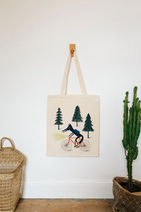 Wolf on a bike reusable, cotton, tote bag