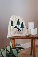 Load image into Gallery viewer, Wolf on a bike drawstring bag
