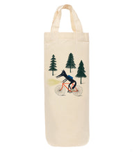 Load image into Gallery viewer, Wolf on a bike bottle bag - wine tote - gift bag
