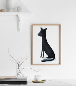 Print of an illustrated black cat