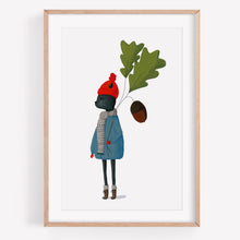 Load image into Gallery viewer, cat with acorn art print

