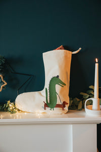 Crocodile and sausage dog Christmas stocking