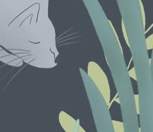 Load image into Gallery viewer, Print of cat sleeping amongst the flowers 
