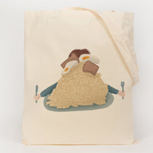 Load image into Gallery viewer, Person eating a big pile of chips and eggs on a plate cotton bag
