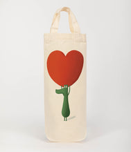 Load image into Gallery viewer, Crocodile holding heart bottle bag 
