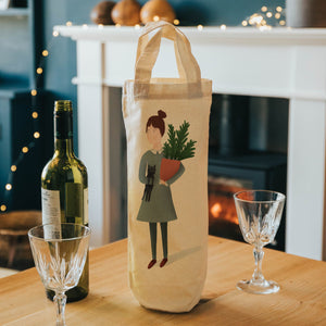 Cat plant lady bottle bag - wine tote - gift bag