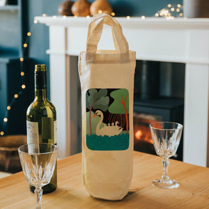 Swan with cygnet wine tote 