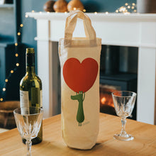 Load image into Gallery viewer, Crocodile holding heart wine tote
