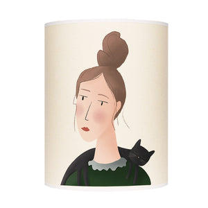 Lady with cat on shoulders lamp shade/ceiling shade