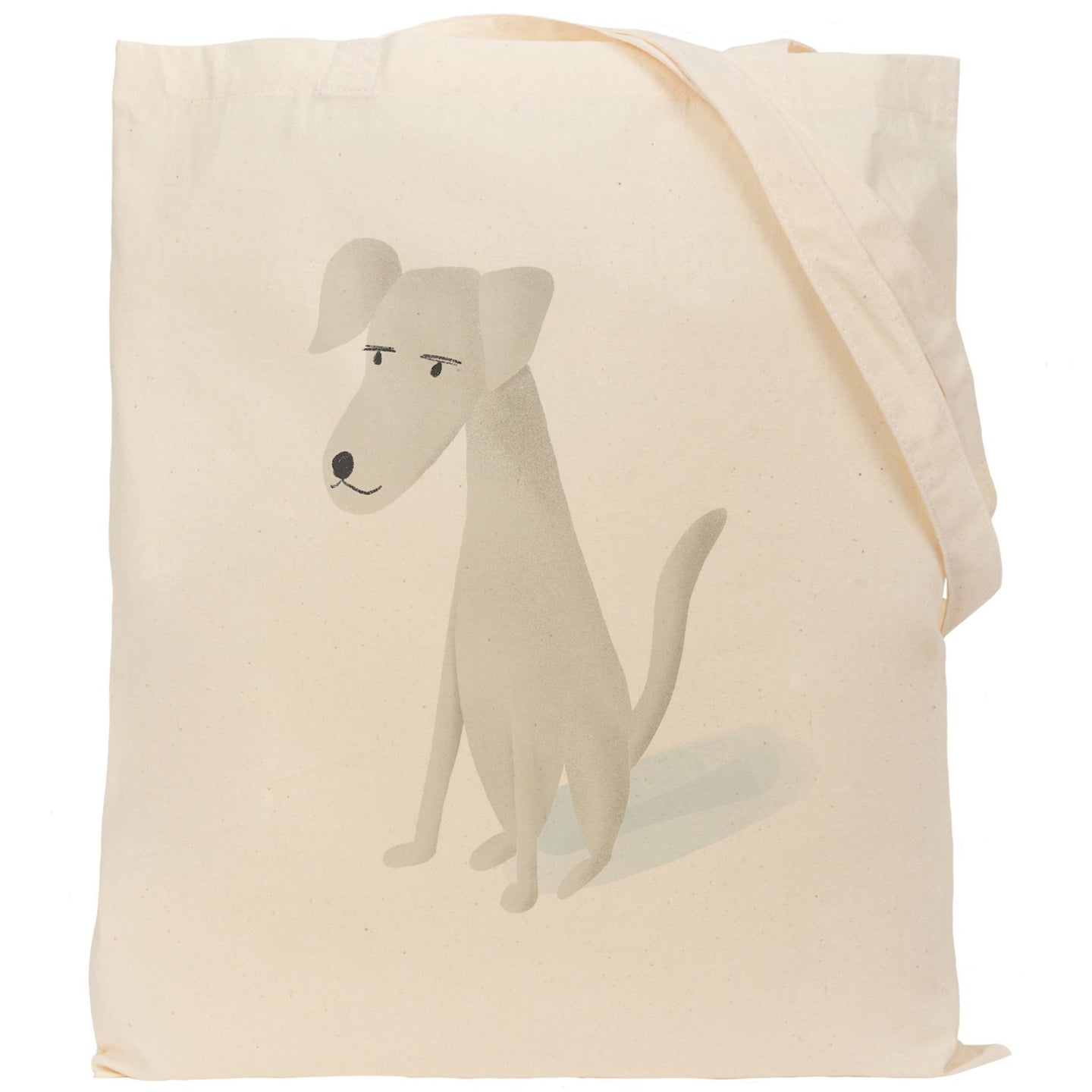 White dog reusable, cotton, tote bag
